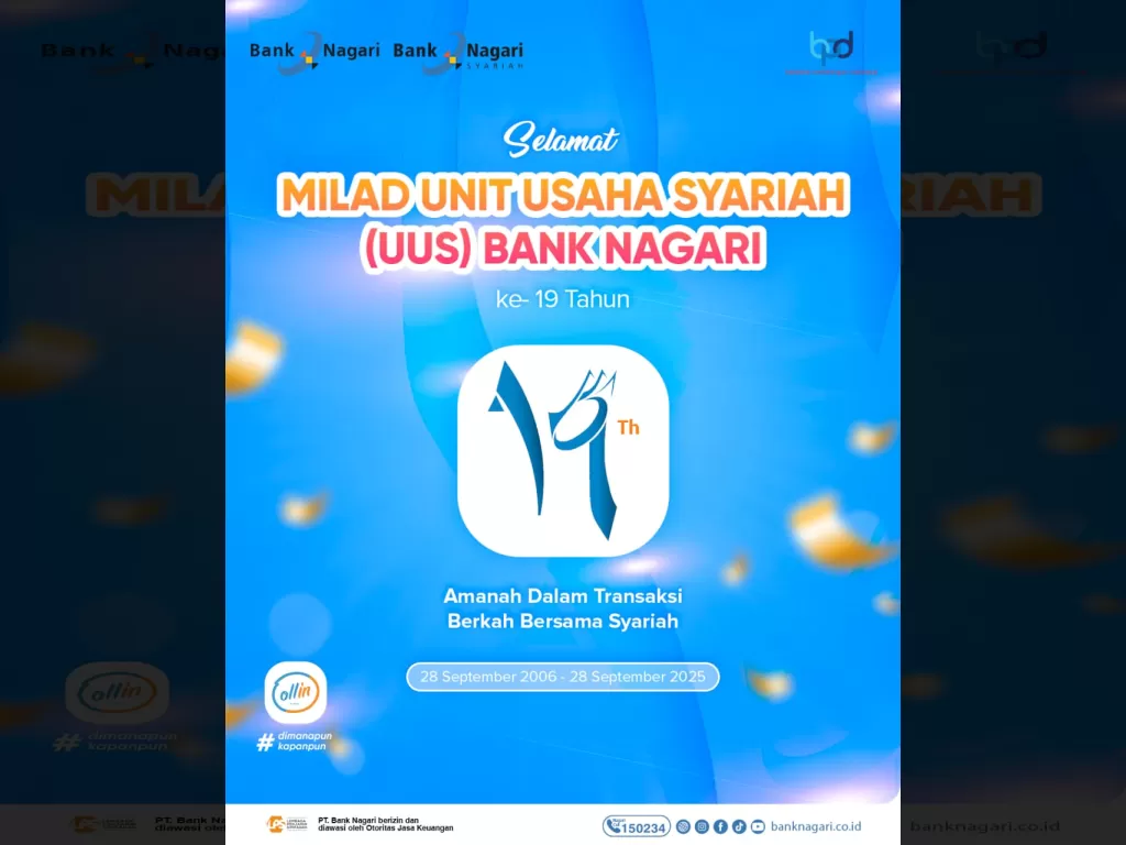 UUS Bank Nagari Rayakan Milad ke-19, Kokoh di Puncak Peringkat Nasional